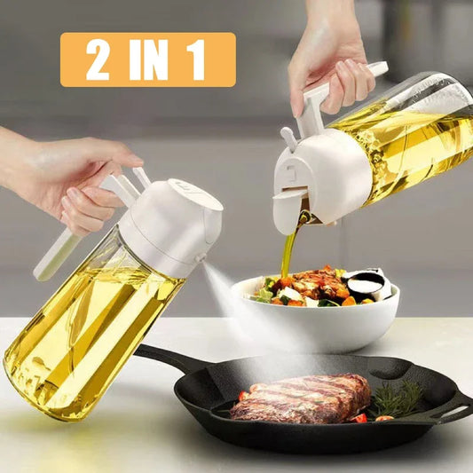 2in1 470ml Glass Spray Oil Sprayer Bottle Spray Oil Dispenser Oil Jar Cruet BBQ Kitchen Cooking Roasting Picnic Kitchen Tools