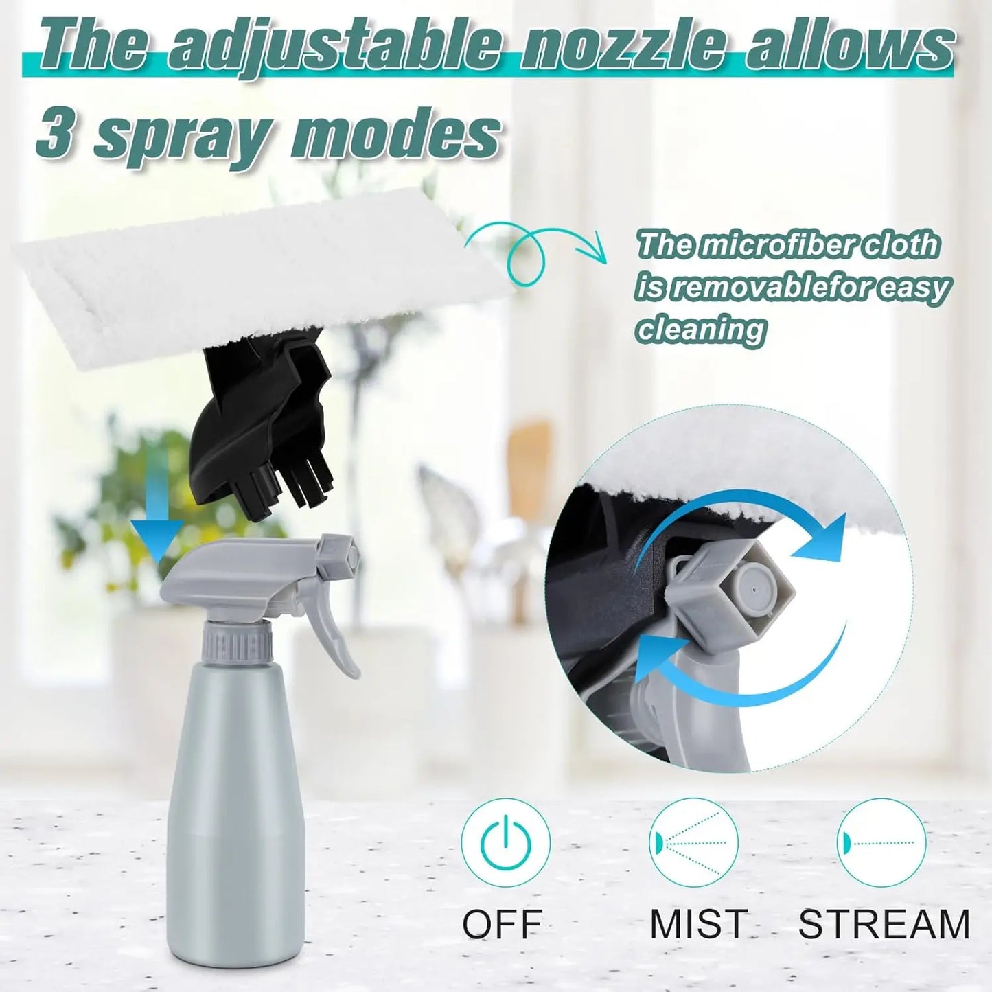 Cordless Window Vacuum Cleaner Rechargeable Windown Spray Cleaning Tool Set with Squeegee Blade for Mirror Glass Countertop Tile