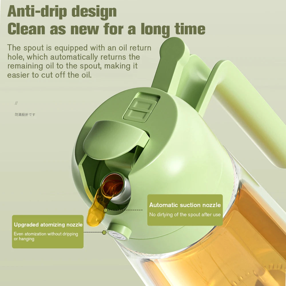 2in1 470ml Glass Spray Oil Sprayer Bottle Spray Oil Dispenser Oil Jar Cruet BBQ Kitchen Cooking Roasting Picnic Kitchen Tools